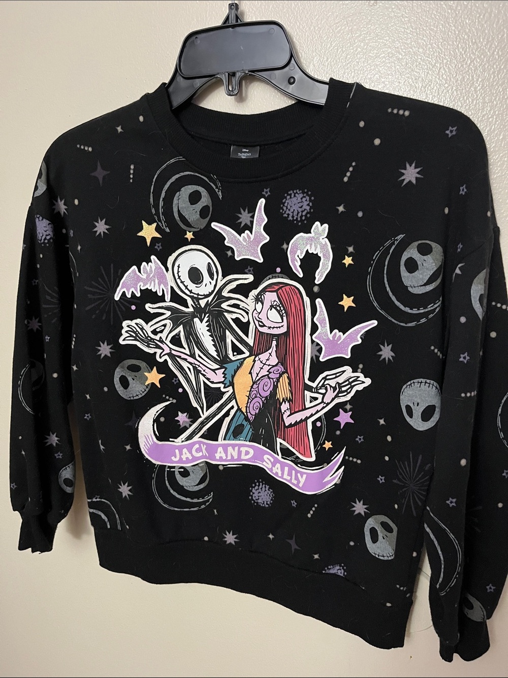 Nightmare Before Christmas Jack and Sally Black Graphic Sweatshirt